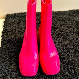 Fall rain boots with a wedge heel